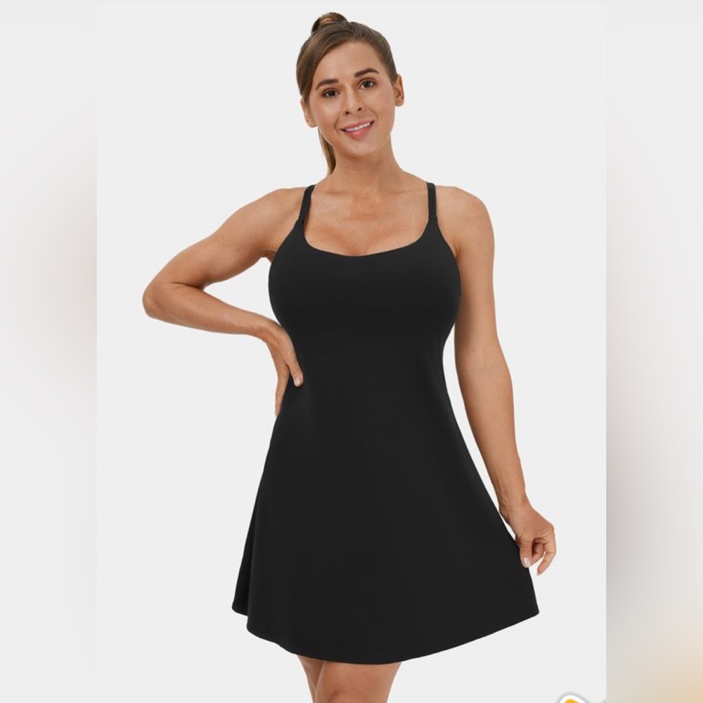 NEW- HALARA- Black Everyday Cloudful® 2-in-1 Activity Dress-Wannabe-DD Cups- M